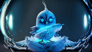 futuristic blue bird