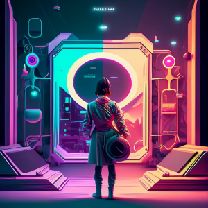 nostalgic scene with futuristic elements